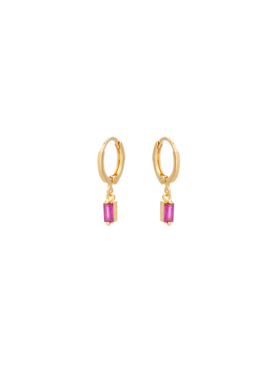 LifeLikes Earrings Hoops Gold Plated with Stones