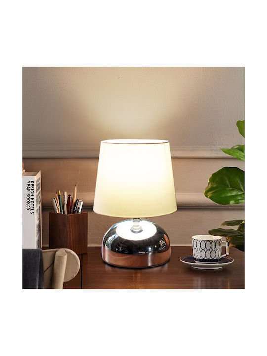 ForHome Μεταλλικό Πορτατίφ για Ντουί E14 με Ασημί Καπέλο και Βάση