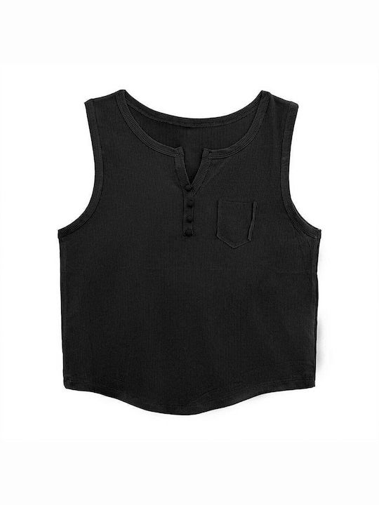 Ustyle Women's Blouse Cotton Sleeveless Black