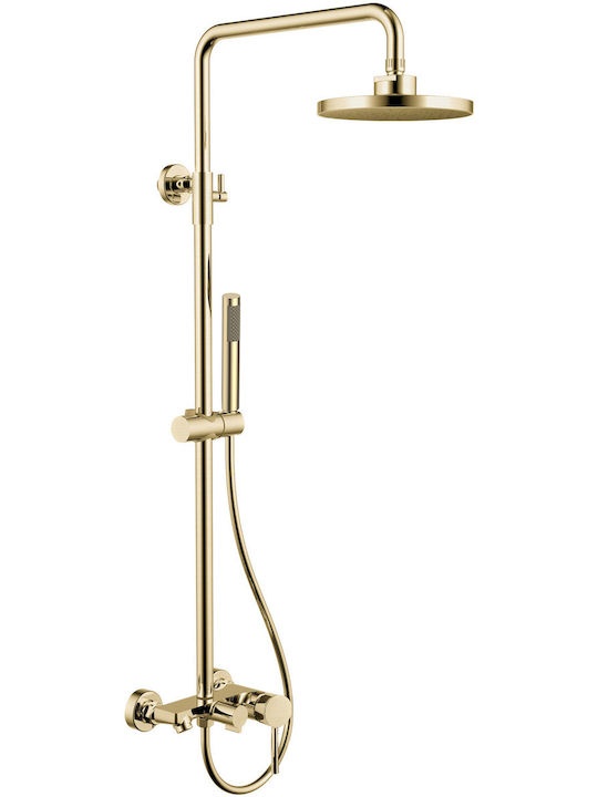 Karag Praxis Artemis Verstellbare Duschsäule mit Armatur 106-136 Gold