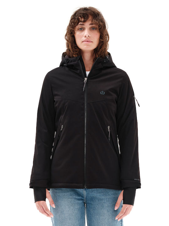 Emerson Women's Hiking Short Sports Jacket Waterproof and Windproof for Winter with Hood Black