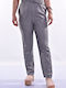 Women's Fabric Trousers with Elastic Gray