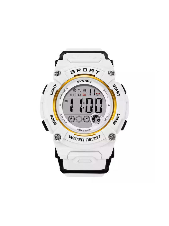 Synoke Kids Digital Watch with Rubber/Plastic Strap White