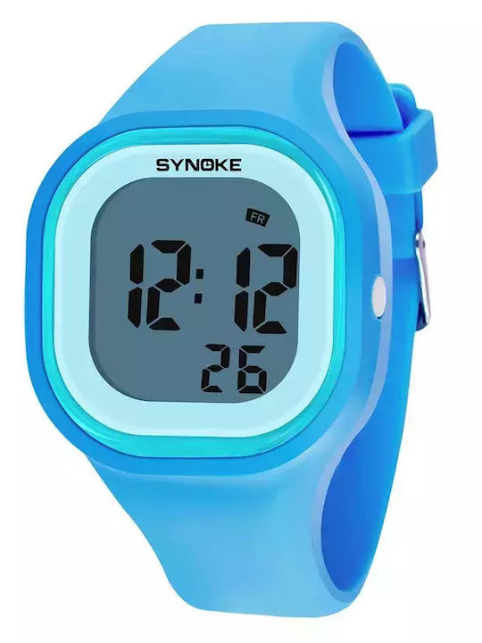 Synoke Kinder-Digitaluhr mit Kautschuk/Plastikarmband Blau