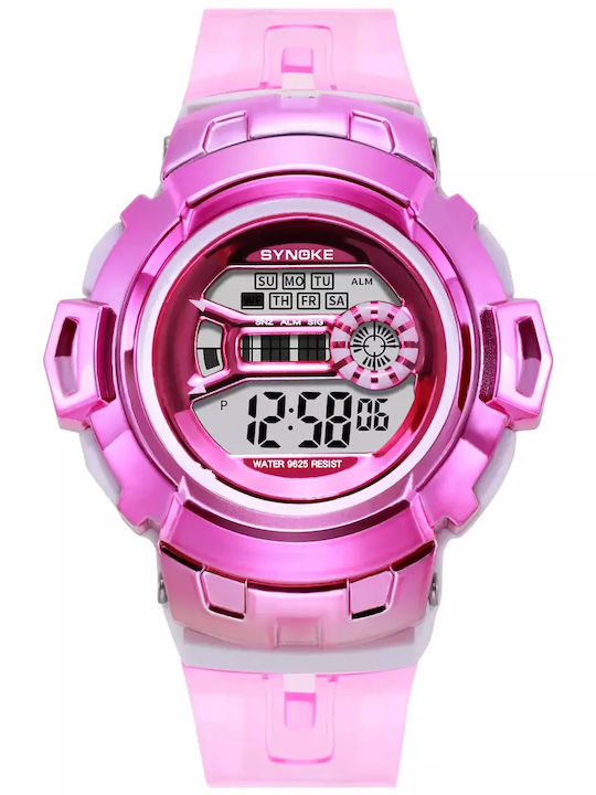 Synoke Kinder-Digitaluhr mit Kautschuk/Plastikarmband Rosa