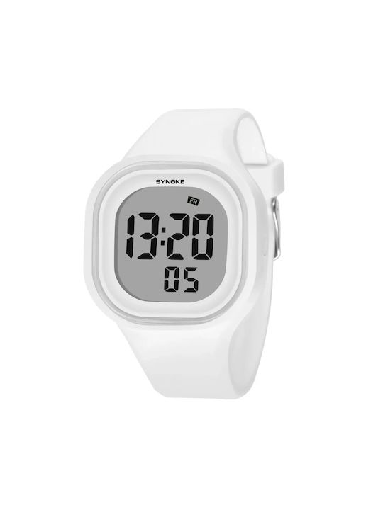 Synoke Kids Digital Watch with Rubber/Plastic Strap White