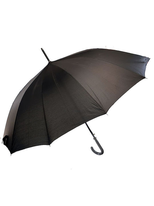 Rain Automatic Umbrella with Walking Stick Black A165