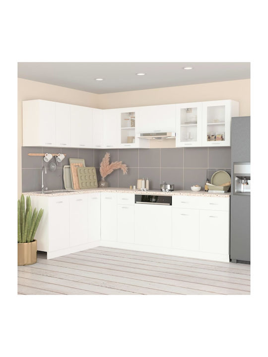 Комплект Кухненски Шкафове Висящи и Подови с плот за работа White 240x57x141.5бр
