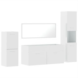 vidaXL Σετ Επίπλων Bench without sink, with Mirror & Column & Cupboard White