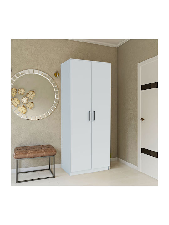 Double Door Wardrobe Simple White 80x52x205cm