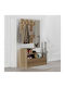 Vesty Entry Furniture with Mirror / Hanger & Shoe Rack Open Walnut 100x30x61cm