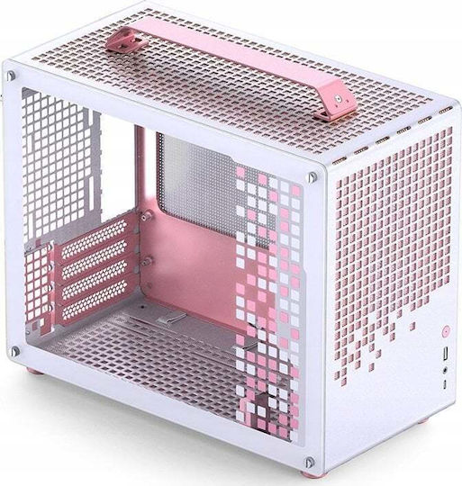 Jonsplus Z20 Gaming Mini Tower Κουτί Υπολογιστή με Πλαϊνό Παράθυρο White/Pink