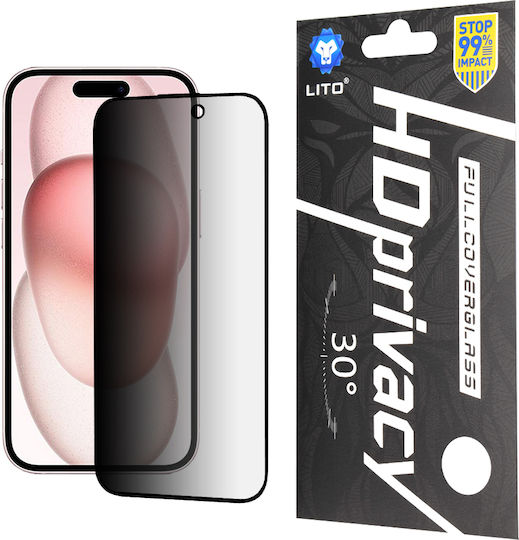 Lito Privacy Tempered Glass Black (iPhone 15)
