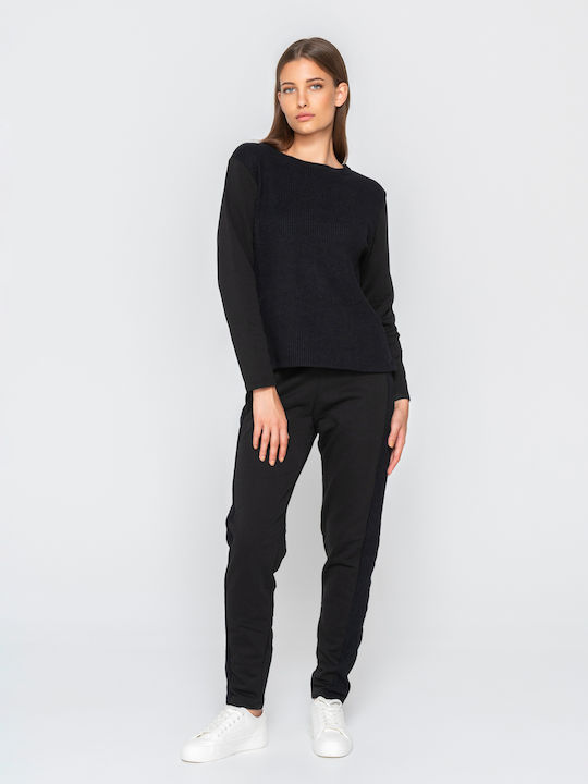 Luna Damen Langarm Pullover Schwarz