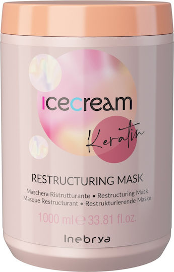 Inebrya Ice Cream Μάσκα Μαλλιών για Επανόρθωση με Κερατίνη 1000ml