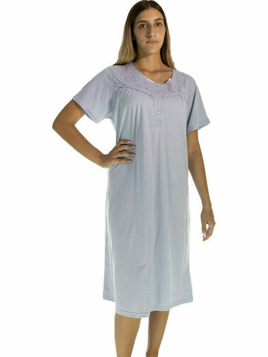 Lydia Creations Summer Women's Nightdress Light Blue