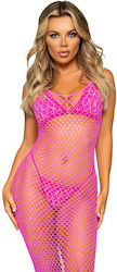 Leg Avenue Long Net Dress Sexy Φόρεμα Ροζ