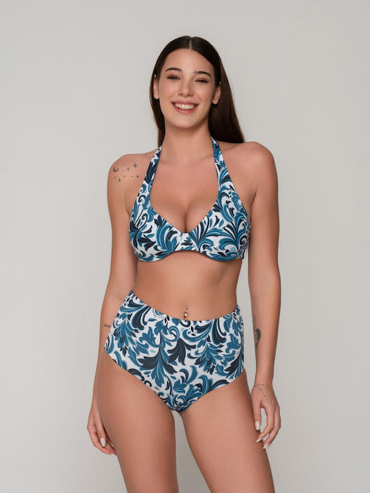 Nerida Slip Bikini cu talie înaltă albastru pentru femei Luna Splendida 60475