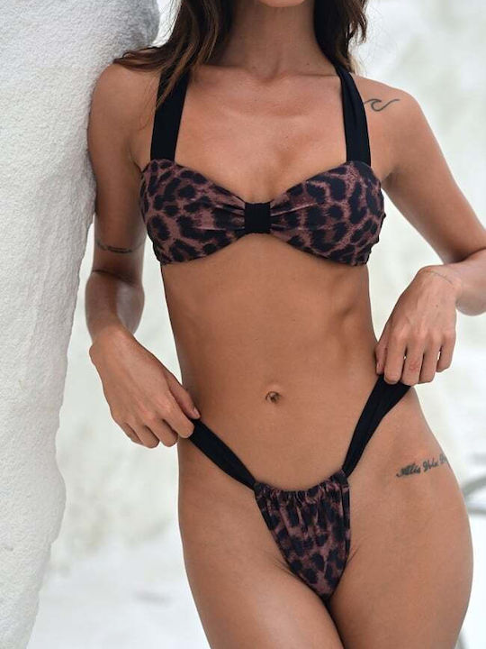 Decoro Set Bikini Animal Print Καφέ
