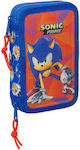 Sonic Fabric Blue Pencil Case with 1 Compartment 28pcs