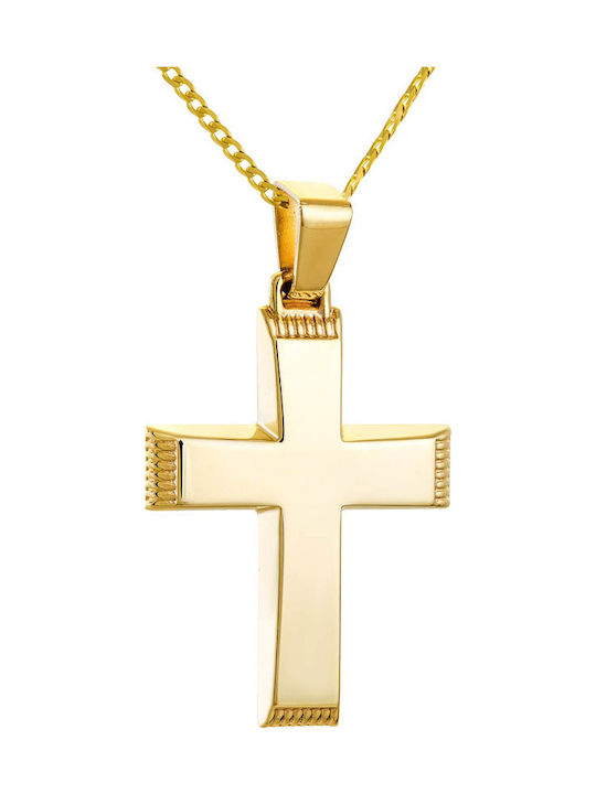 Papoulidis Jewellery Ανδρικός Χρυσός Σταυρός 14Κ Διπλής Όψης χωρίς Αλυσίδα