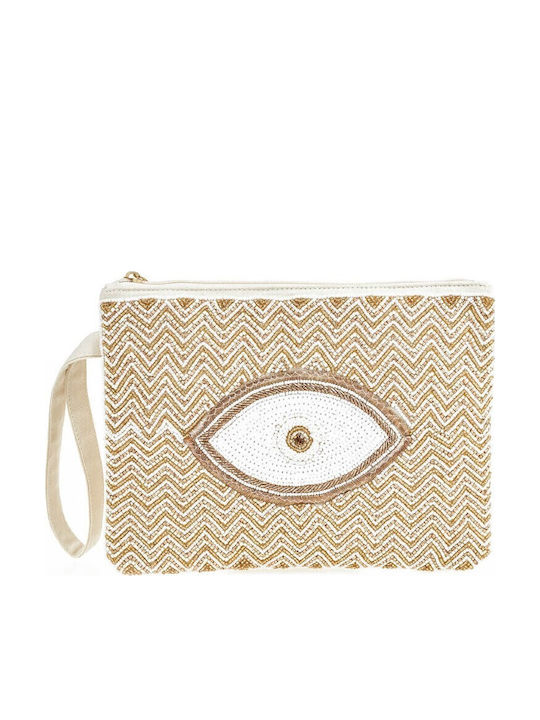 Verde Ψάθινο Γυναικείο Clutch Μπεζ