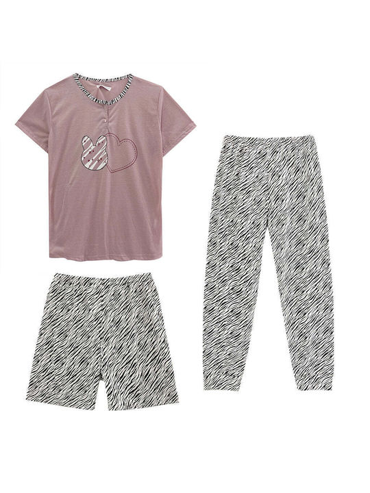 Women's Cotton 3-Piece Animal Print Pyjama Set ...