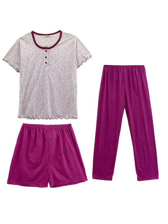 Women's Cotton 3-Piece Pyjama Set Shorts Pants ...