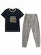 Women's Summer Cotton Short Sleeve Long Pants Pyjama Set Animal Print Gp-29048