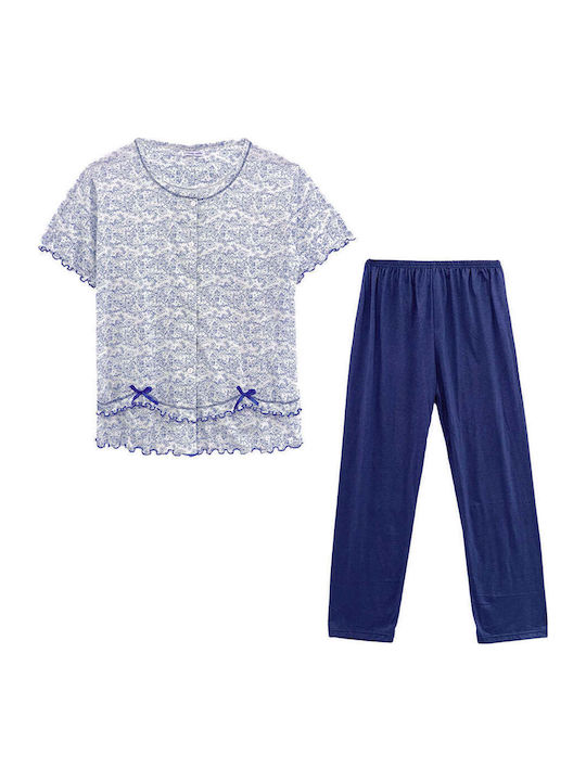 Damen Baumwoll-Pyjama-Set mit Knöpfen Gp-60458