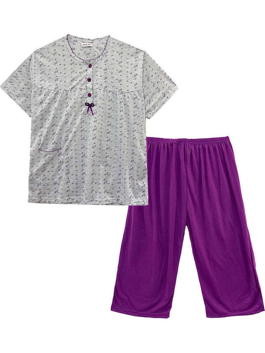 Women's Summer Cotton Pyjama Set Large Sizes Short Sleeve Bermuda Gp-13298