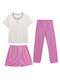 Women's Cotton 3-Piece Pyjama Set Shorts Pants Long Gp-60428