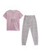 Women's Summer Cotton Pajama Set Short Sleeve Long Pants Animal Print Gp-29048