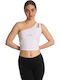 Women's Summer Crop Top Cotton with One Shoulder White
