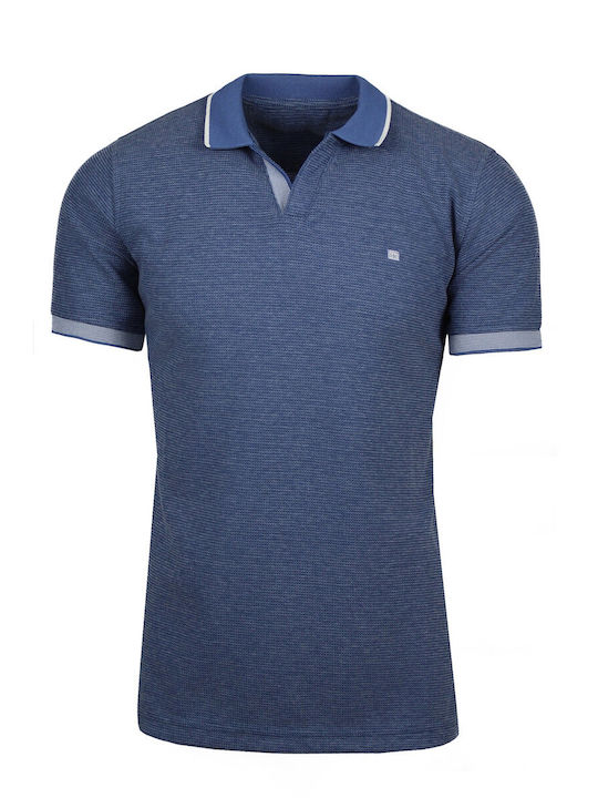 E.T. Men's Short Sleeve Blouse Polo BLUE