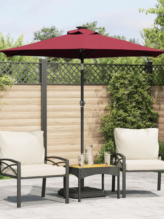 Round Garden Parasol Metal Burgundy 2.12x2.12m