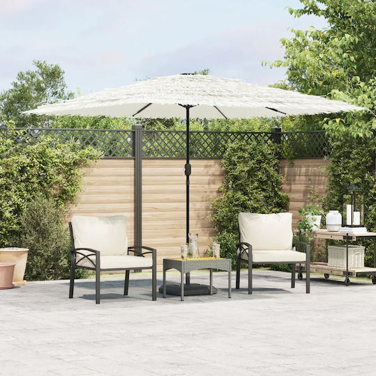 Round Metal Garden Parasol White F2.38xY2.38m