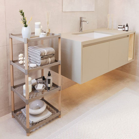 FixWood Boden Badezimmerregal Kunststoff 45x38x112cm Beige
