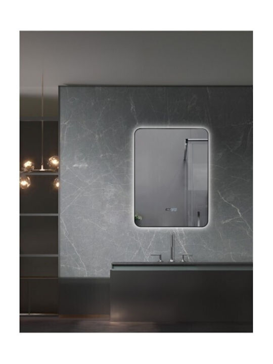Sparke Rectangular Bathroom Mirror Led Touch made of Metal 60x80cm Black