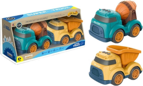 Set of Construction Vehicles Cement Mixer Truck 2pcs 17x11.5x11cm