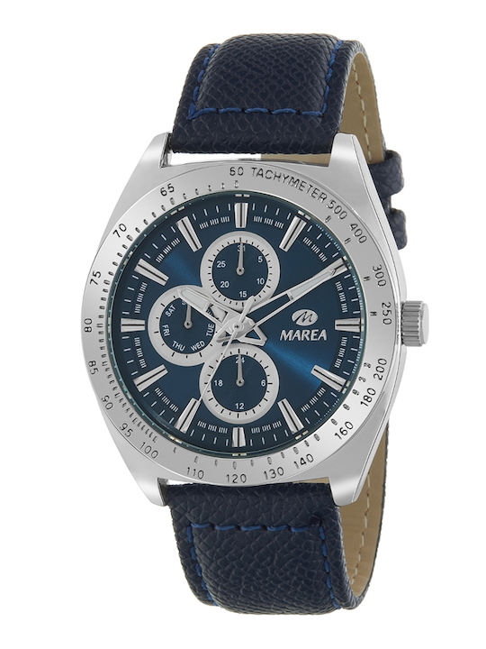Marea Men's Watch Battery with Blue Leather Strap