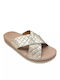 Leather Women's Flat Sandals Anatomic in Gold Color