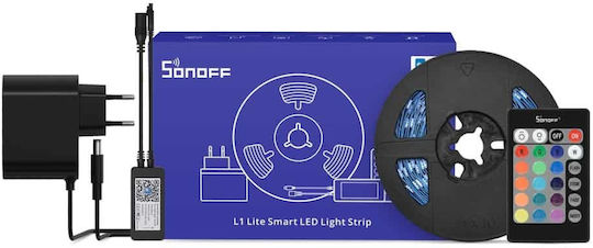 Sonoff Smart LED-Streifen Wi-Fi 12V RGB Licht 5m Typ SMD5050 mit Netzteil, Fernbedienung & WiFi-Controller
