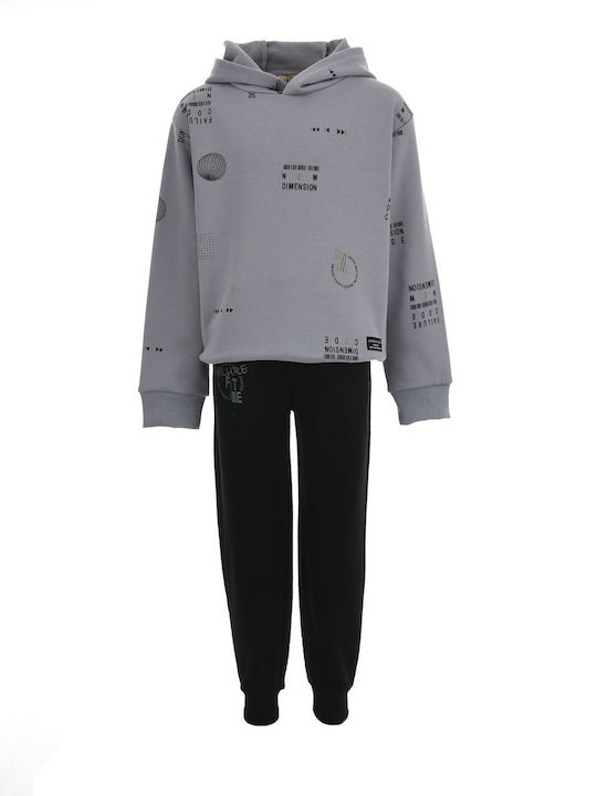 Hashtag Kids Sweatpants Set Grey Black 2pcs