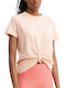 DKNY Logo Women's Blouse Cotton Short Sleeve Pink