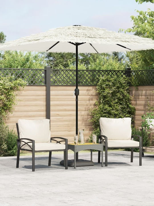 Round Metal White Garden & Terrace Parasol 2.48m