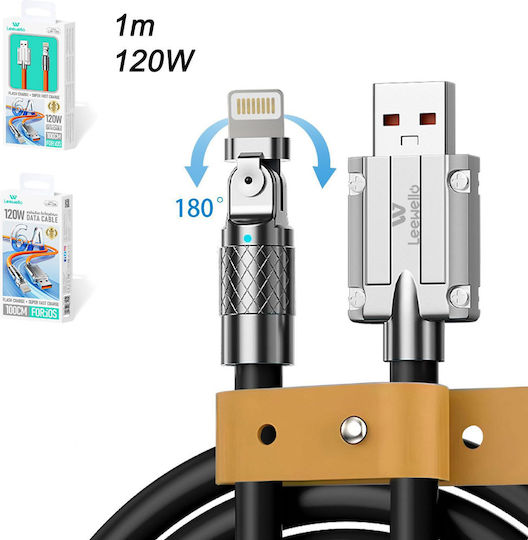 Leewello Lw-135 USB-A to Lightning Cable 120W Μαύρο 1m (104185)