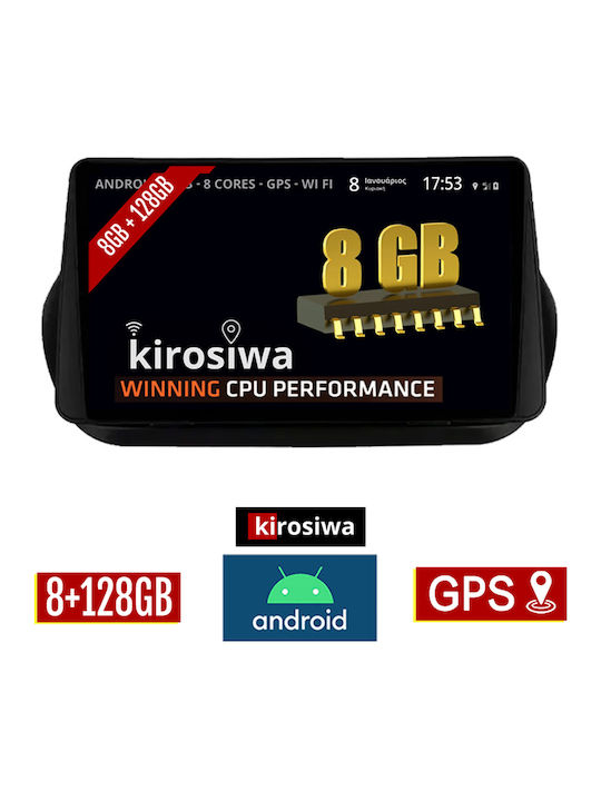 Kirosiwa Car Audio System for Fiat Fiorino / Qubo 2008-2018 (Bluetooth/USB/AUX/WiFi/GPS) with Touch Screen 10"