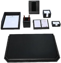 Bagcity Schreibtischunterlage Set Schwarz 7 Stück Wildlederbezug 60 x 40 Echtes Leder Noir51l 1211-01