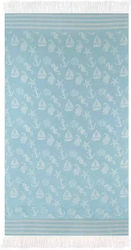 Family Enterprise Beach Towel Pareo Light Blue with Fringes 185x90cm.